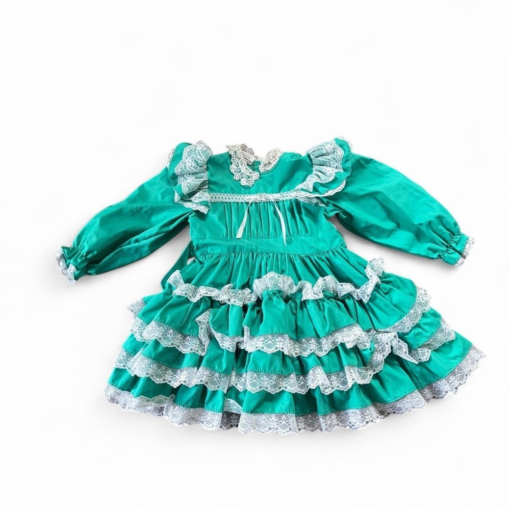 Girls Teal Ruffle Lace Party Dress size 4